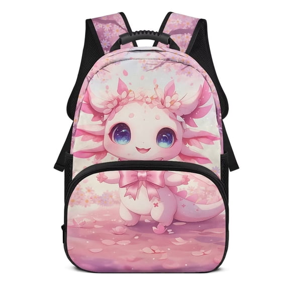 KUIFORTI Cute Pink Axolotl Kids Backpack Lightweight Large Capacity School Bag with Multiple Organizer Pockets for Elementary Middle Students Back to School Gifts