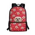 thumbnail image 1 of KUIFORTI Cute Puppy Print Kids Big Capacity Backpack 17 Inch Schoolbag Container Bag with Multi-pockets and Adjustable Strap Foam Padding, Red, 1 of 6