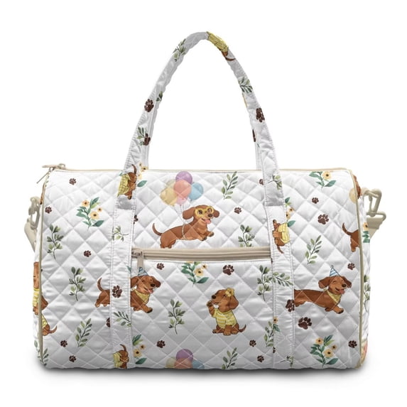 KUIFORTI Dachshund Print Quilted Large Tote Bag for Women, Versatile Weekender Travel Duffel Gym Yoga Work Bags, Casual Fashion Bag with Zipper for Beach Travel