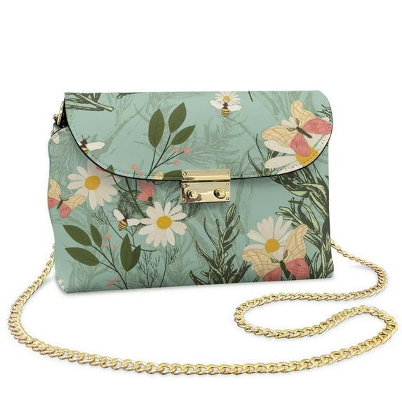 KUIFORTI Daisy Crossbody Bags for Women Leather Comfortable Woman Shoulder Bag Handbags Durable Soft Purse Shoulder Bags with Chain Strap for Work Shopping