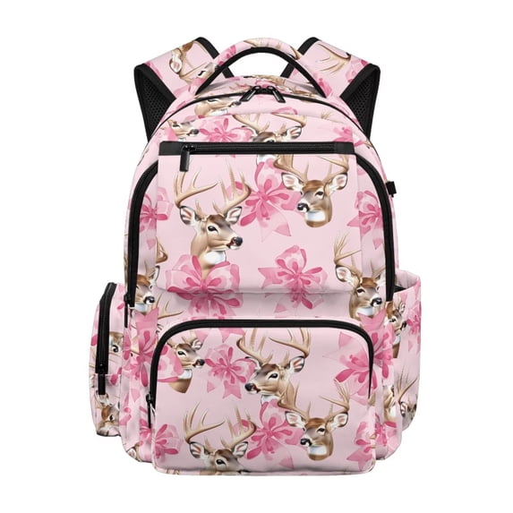 KUIFORTI Deer Bow Kids Backpack Large Capacity Girls School Bag with Multiple Organizer Pockets for Elementary Primary Middle Back to School Gifts for Students