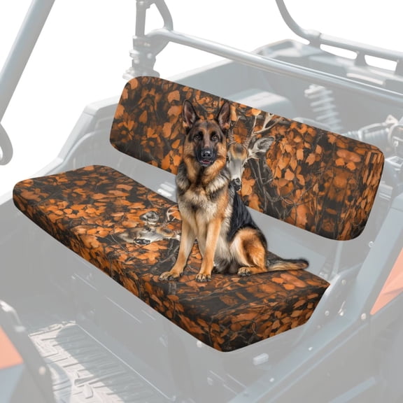 KUIFORTI Deer Camo Hunting UTV Seat Cover Mule Seat Cover Protector All-Weather Protection Waterproof Polyester Mule Accessory Parts for Kawasaki Mule 3020 2003 2002 2001