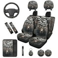 thumbnail image 1 of KUIFORTI Deer Flags Auto Seat Covers Full Set 14 Pack with Car Steering Wheel Cover Auto Center Console Armrest Pads Car Seat Belt Pad Covers Cars Headrest Covers for Cars, 1 of 7