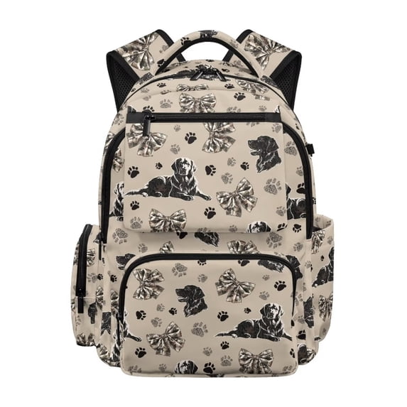 KUIFORTI Dog Bow Boys School Backpack Casual Durable Kids Bookbag with Side Pockets Adjustable Straps for Elementary Primary Middle Daily Use Back to School Gifts