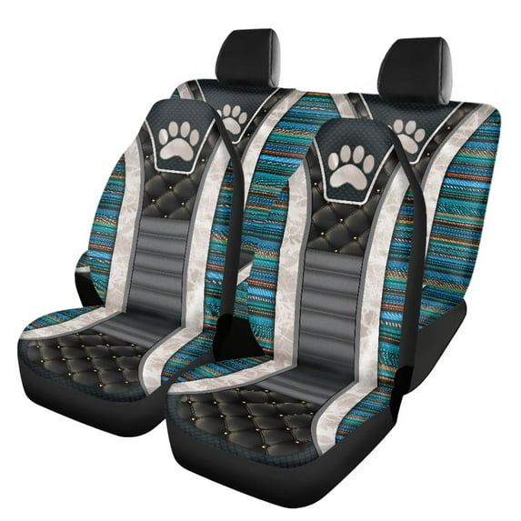 KUIFORTI Dog Paws Car Seat Cover 4 PCS ,Car Front Seats and Rear Bench Cove Universal Vehicle Seats Cushion Pad Mat Automotive Interior Protection Accessories