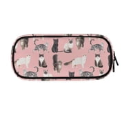 KUIFORTI Double Zippered Pen Holder Pencil Case Portable Study Accessories Pen Box Pouch Lightweight Stationery Organizer, Kitties