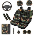 thumbnail image 1 of KUIFORTI Dragonfly Flower Auto Seat Covers Set 14 Pcs with Auto Center Console Armrest Pad Steering Wheel Cover Car Seat Belt Pad Cover Car Headrest Covers for Cars SUV Sedans, 1 of 7