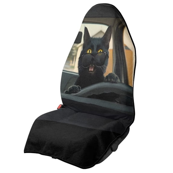 KUIFORTI Driving Cat Print Waterproof Car Seat Cover Towel - Car Protective Front Seat Covers for Cars, SUVs, Trucks,Cover for Post-Workout, Gym, Hiking, Beach Active Use