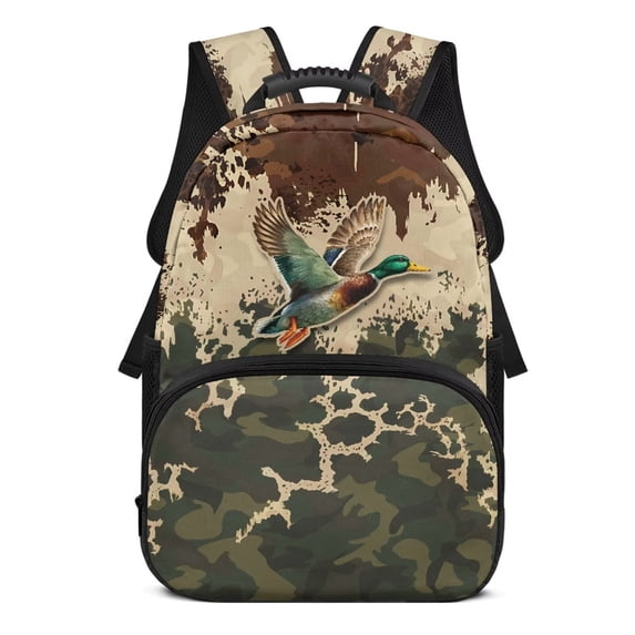 KUIFORTI Duck Brown Camo Boys Backpack Kids School Bag Large Capacity Bookbag with Side Pockets Adjustable Straps Lightweight Back to School Supplies