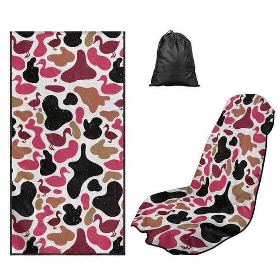 KUIFORTI Duck Camo Car Cushion Seat Covers Sweatproof Beach Towel with Storage Bag Multi-Functional Post-Workout Car Seat Protector for Trucks, SUVs, Sedans