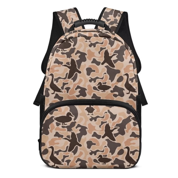 KUIFORTI Duck Camo Print Kids Backpack 17 Inch Large Capacity School Backpack for Kids with Multiple Organizer Pockets for Elementary Middle Back to School Essential Gifts