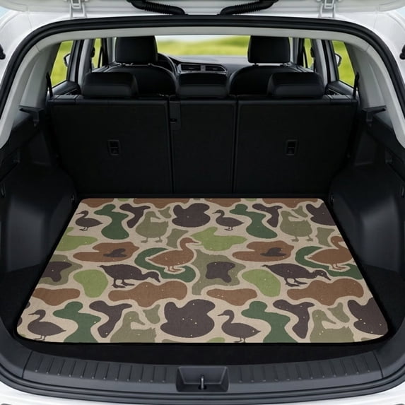 KUIFORTI Duck Camouflage Universal Car Trunk Mat 29" x 39" Non Slip Durable Trunk Protection Cargo Liner Stylish Car Decor Dustproof Accessories for Daily Driving & Travel Use