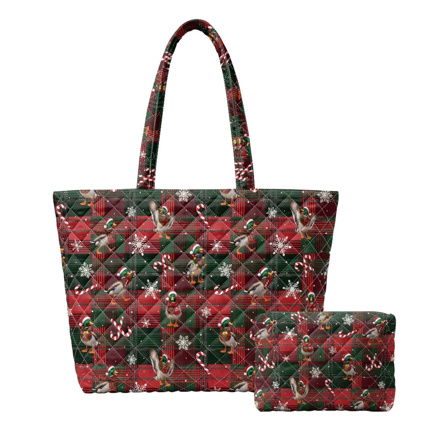 Computer Tech Backpacks KUIFORTI Duck Christmas Quilted Shoulder Bag for Women 14”Laptop ...