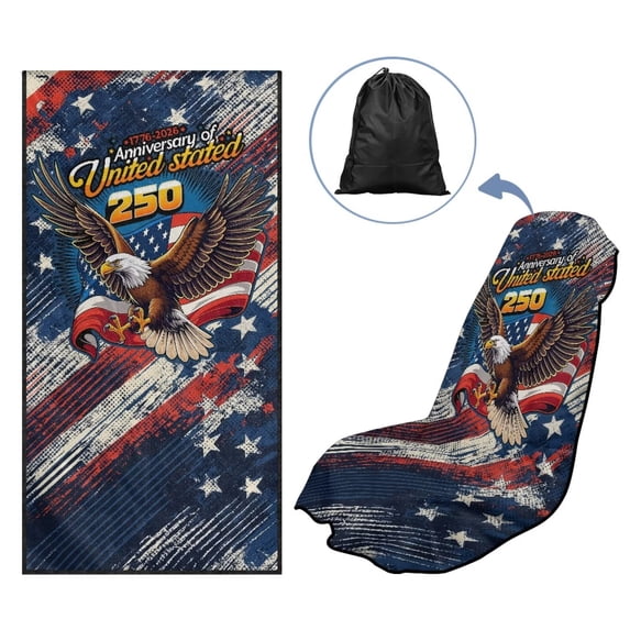 KUIFORTI Eagle 250 Years Car Seat Towel Cover Comfortable Front Seat Bucket Car Seats Protector for Yoga,Gym,Workout,Sports,Running,Camping and Beach Easy Installation