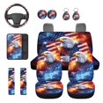 thumbnail image 1 of KUIFORTI Eagle Flags Car Seat Covers Full Set Set of 12 Car Seat Belt Pad Cover Auto Center Console Pad Cars Steering Wheel Accessories Wristlet Keychain for Cars Sedans SUVs, 1 of 7
