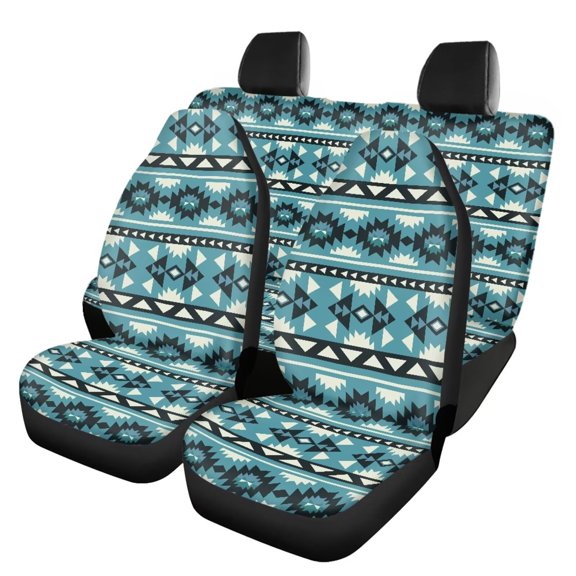 KUIFORTI Ethnic Style Car Seat Cover Auto Accessories Interior 4Pcs, Front Seat Protector, Auto Seat Rear Split Bench Cover Universal Automotive Seat Cover Accessories