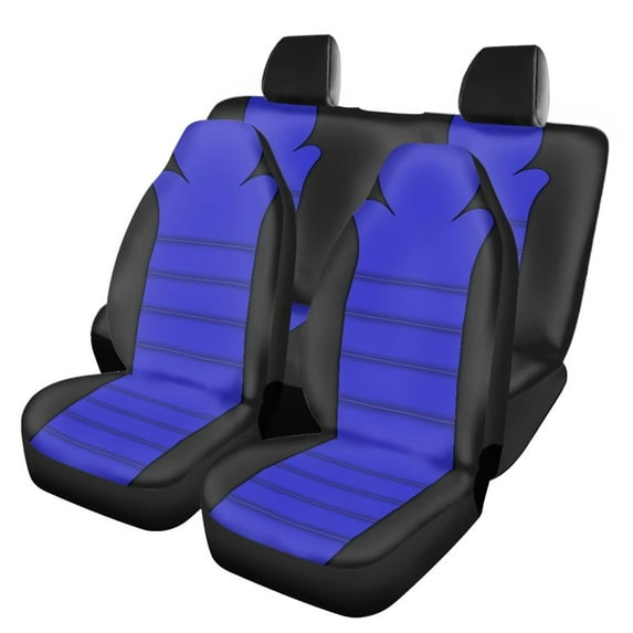 KUIFORTI Fashion Blue Car Seat Covers Full Set Auto Seat Rear Split Bench Cover Easy to Install Cover Set Stretch Polyester Fabric Cover Universal Fit for Most Vehicle