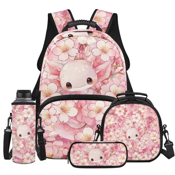 KUIFORTI Fire Basketball 4Pcs Boys Backpack Set, Lightweight School Bag with Lunch Box Pencil Case Water Bottle Sleeve for Elementary Primary Middle School Back to School Supplies Gifts