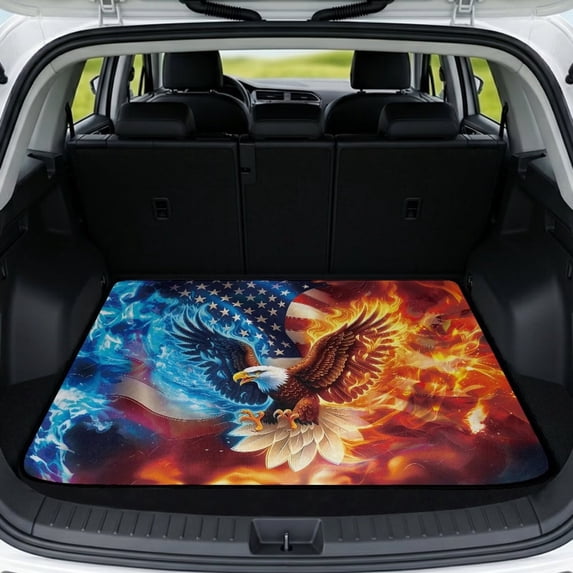 KUIFORTI Fire Eagle Universal Car Trunk Mat 29" x 39" Durable Dustproof Anti-Slip Vehicle Interior Accessories Trunk Protective Mat for Cars, SUVs & Trucks