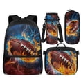 thumbnail image 1 of KUIFORTI Fire Rugby Backpack with Lunch Box, 4 Piece Kids Bookbag Set for Boys Elementary School, Large Capacity School Bag with Pencil Bags Water Bottle Sleeve Back to School Supplies, 1 of 7