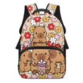 thumbnail image 1 of KUIFORTI Floral Boba Capybara Children'S Backpack Polyester Kids Bookbag with Adjustable Straps for Elementary Primary Middle Back to School Gifts for Students, 1 of 7
