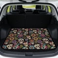 thumbnail image 1 of KUIFORTI Floral Skull Universal Car Trunk Mat Polyester Trunk Protective Mat Practical Auto Interior Accessories Easy to Clean Fits Most Sedan & SUV Car Cargo Liner, 1 of 7