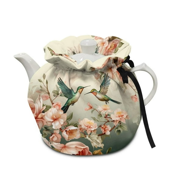KUIFORTI Flower Bird Teapot Cover Tea Pot Cover Hummingbird Tea Cozy Gift Tea Kettle Dust Cover Keep Teapot Coffee Pot Warm Home Kitchen Decoration