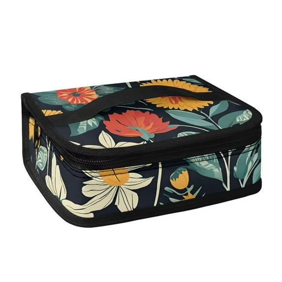 KUIFORTI Flower Print Lunch Box Large Capacity Lunch Bag Purse Reusable Food Container Ice Packs Purse Insulated Lunch Bag
