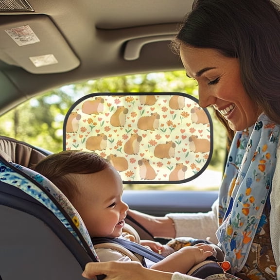 KUIFORTI Foldable Car Window Shades for Side Window, Guinea Pig Baby Sun Shade for Car Window, 20.47" x 12.59" Automotive Interior Sun Protection