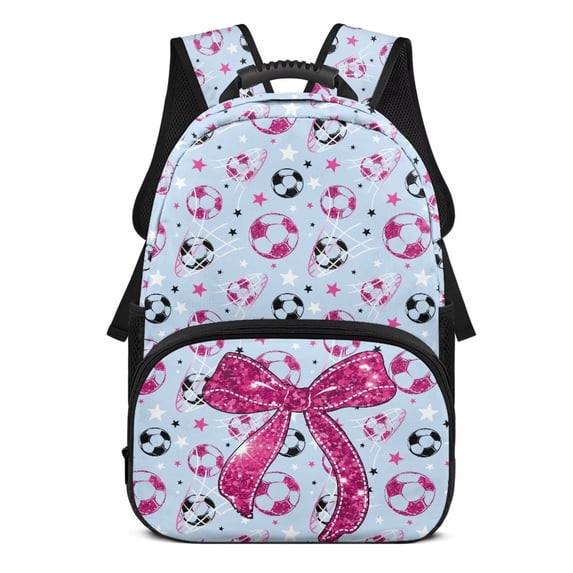 KUIFORTI Footaball Bow Kids Backpack Durable Boys School Bag with Side Pockets Adjustable Straps Suitable for Elementary Primary Middle Back to School Essentials Gifts