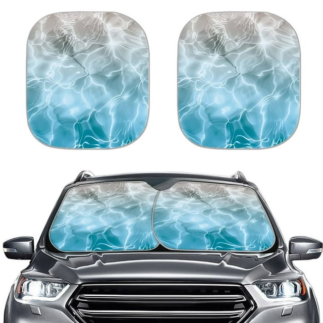 KUIFORTI Front Windshield Shade, Foldable Auto Sunshade for Car Truck SUV-Blocks UV Rays Sun Visor Protector-Keeps Your Vehicle Cool-25.5 x 28.5 Inch, Beach Sea Wave