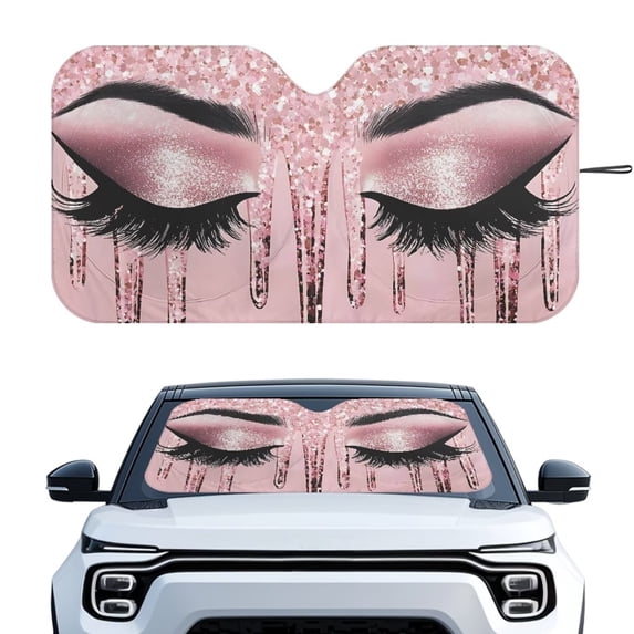 KUIFORTI Front Windshield Sun Shade Cute Eyes Car Sun Shade for Front Windshield Funny Car Eyes Sunshades Foldable Sun Visor Protector Blocks UV Rays Foldable 210T Keep Your Vehicle Cool