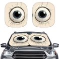 thumbnail image 1 of KUIFORTI Front Windshield Sunshade Funny Eyes Car Sun Shade, Reflective Polyester Blocks Heat and Sun, 2 Pack Foldable Sun Shield That Keeps Your Vehicle Cool, 1 of 5