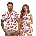 thumbnail image 1 of KUIFORTI Funny Cherry Print Matching Couple Golf Shirts, His and Hers Quarter Zip Quick Dry Lapel Sport Outfits, Mr and Mrs Gifts for Golf Tennis Summer Casual Wear, 1 of 5