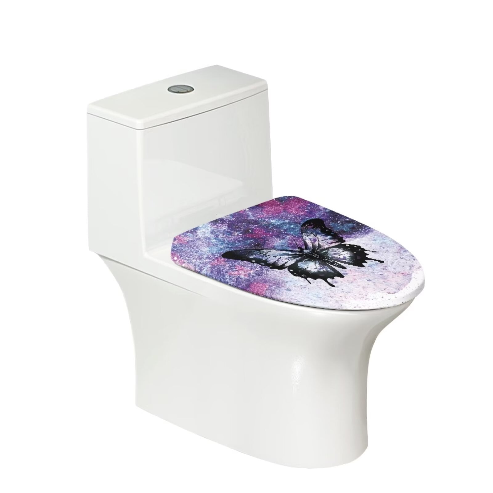 KUIFORTI Galaxy Butterfly Toilet Seat Cover Lid Cover Elongated Toilet Seat Lid Cover Fit Most