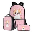 thumbnail image 1 of KUIFORTI Girls Boys Kids Schoolbag with Pencil Storage Bag Lunch Bag, Durable Stationery Combo Set 3 in 1 for Children Teens Toddlers, Cute Corgi, 1 of 7