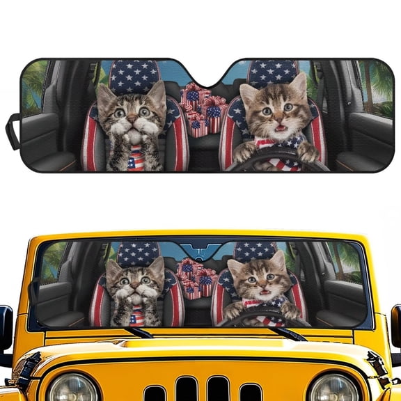KUIFORTI Gray Cat Windshield Sun Shade Hard-Wearing Easy to Install Sun Visor Blocks UV Rays Sunshade Sunshade for Car Front Window for Jeep Wrangler JL JLU & Jeep Gladiator