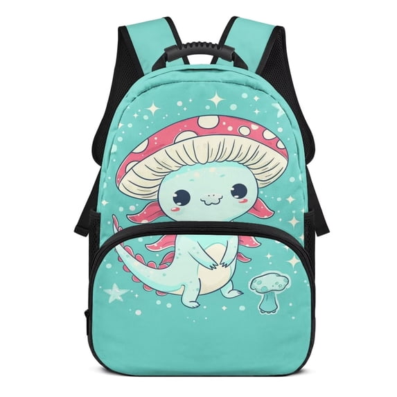 KUIFORTI Green Axolotl Girls Backpack Kids School Bag Fashion Bookbag Large Capacity with Multiple Organizer Pockets Back to School Gifts for Students