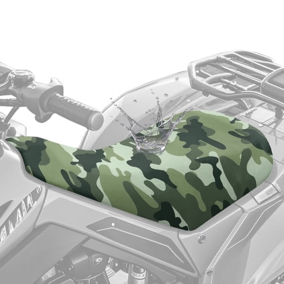 KUIFORTI Green Camo ATV Seat Cover Universal Non-Slip 4-Wheeler Seat Covers ATV Back Seats Powersports Cushion Covers Fit for Most Polaris Sportsman Polaris Scrambler Honda Rancher