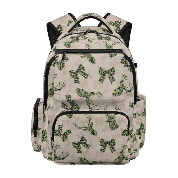 KUIFORTI Green Deer Bow Boys School Backpack Durable Large Capacity Kids Bookbag with Laptop Compartment Adjustable Straps for Elementary Primary Middle Back to School Gifts