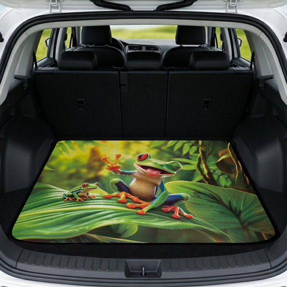 KUIFORTI Green Frog Universal Car Trunk Mat Washable Car Cargo Liner Easy to Clean Vehicle Interior Accessories Suitable for Most Car Models Trunk Protective Mat