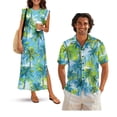 thumbnail image 1 of KUIFORTI Hawaii Matching Couple Outfits Green Palm Tree His and Hers Summer Outfits Lightweight Loose Swing Sundresses with Soft Fabric Round Neck Fit for Outdoor Picnic, 1 of 7