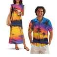 thumbnail image 1 of KUIFORTI Hawaii Matching Couple Outfits Mens Casual Shirts Hawaii Dress Men’s Hawaiian Shirt Sunset Hawaiian Tree 4-Way Stretch Lightweight Suitable for Everyday Casual Wear, 1 of 7