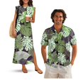 thumbnail image 1 of KUIFORTI Hawaii Matching Couple Outfits Tropical Monstera Leaf Women's Casual Dresses & Men's Hawaiian Shirt for Summer Vacation Trip Lightweight with Soft Fabric Quick-dry, 1 of 7