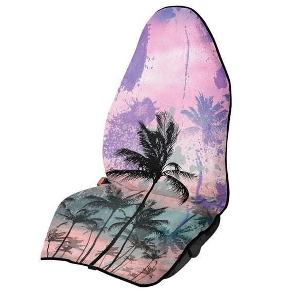KUIFORTI Hawaiian Print Towel Seat Cover for Trucks SUV,Palm Tree Purple Car Seat Protector Cover Waterproof Car Seat Towel Cover After Gym Beach Travel Sport