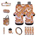 thumbnail image 1 of KUIFORTI Hawaiin Hippie Flower Car Seat Covers Full Set 15 Piece Seat Covers Steering Wheel Cover Seatbelt Covers Cup Coasters Car Garbage Bag Air Vent Storage Bag Rear View Mirror Cover Keychain, 1 of 5