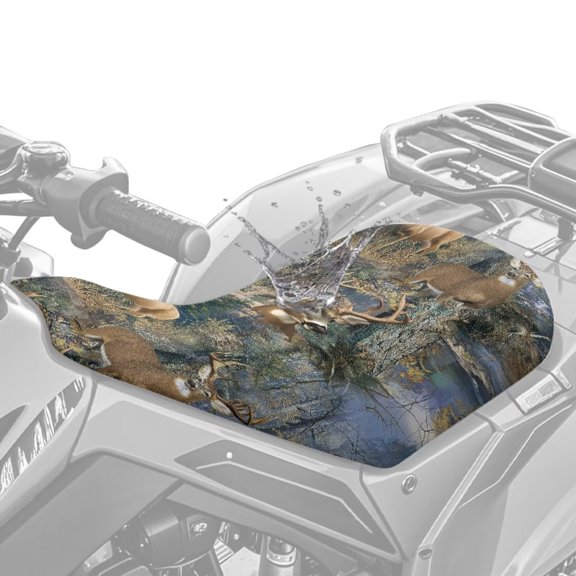 KUIFORTI Head Deer ATV Seat Cover Comfortable Anti-Slip Four Wheeler Accessories Seats Protect Compatible with Most ATV for Sportsman, Rancher,Foreman, Scrambler