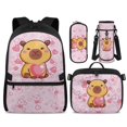 thumbnail image 1 of KUIFORTI Heart Capybara Backpack with Lunchbox, 4 Piece Kids School Bag Set for Elementary Middle School Students, Boys Girls Bookbag with Pencil Pouch Water Bottle Sleeve, 1 of 7