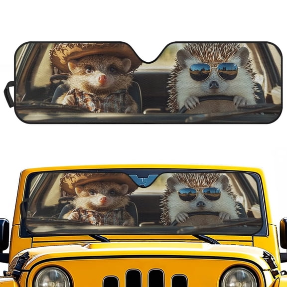 KUIFORTI Hedgehog Car Windshield Sunshade Suitable for Jeep Wrangler JL JLU & Jeep Gladiator Sun Visor Blocks UV Rays Sunshade Automotive Interior Sun Protection Keep Car Cooler