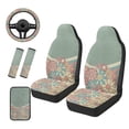 thumbnail image 1 of KUIFORTI Hippie Florals Car Seat Cover Set of 6 with Auto Center Console Armrest Pad Auto Seat Belt Cover Steering Wheel Cover Full Protection Suitable for Most Cars,SUV,Sedan, 1 of 6